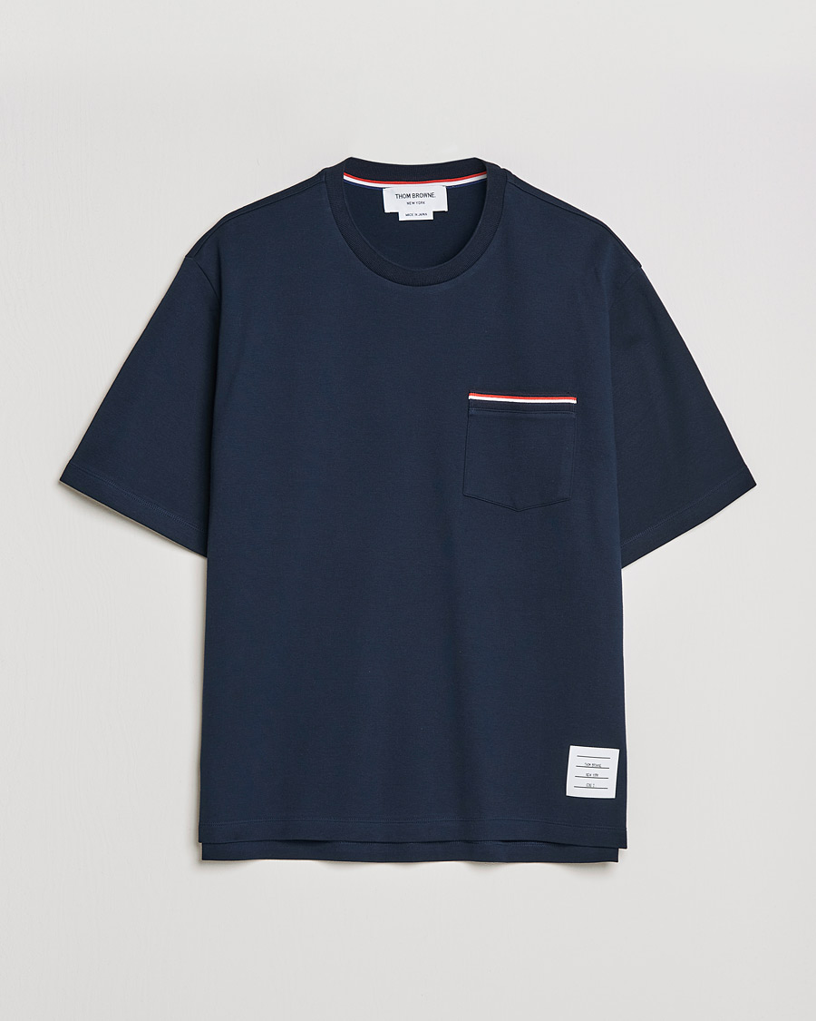 Herre | T-Shirts | Thom Browne | Oversize Pocket Stripe T-Shirt Navy