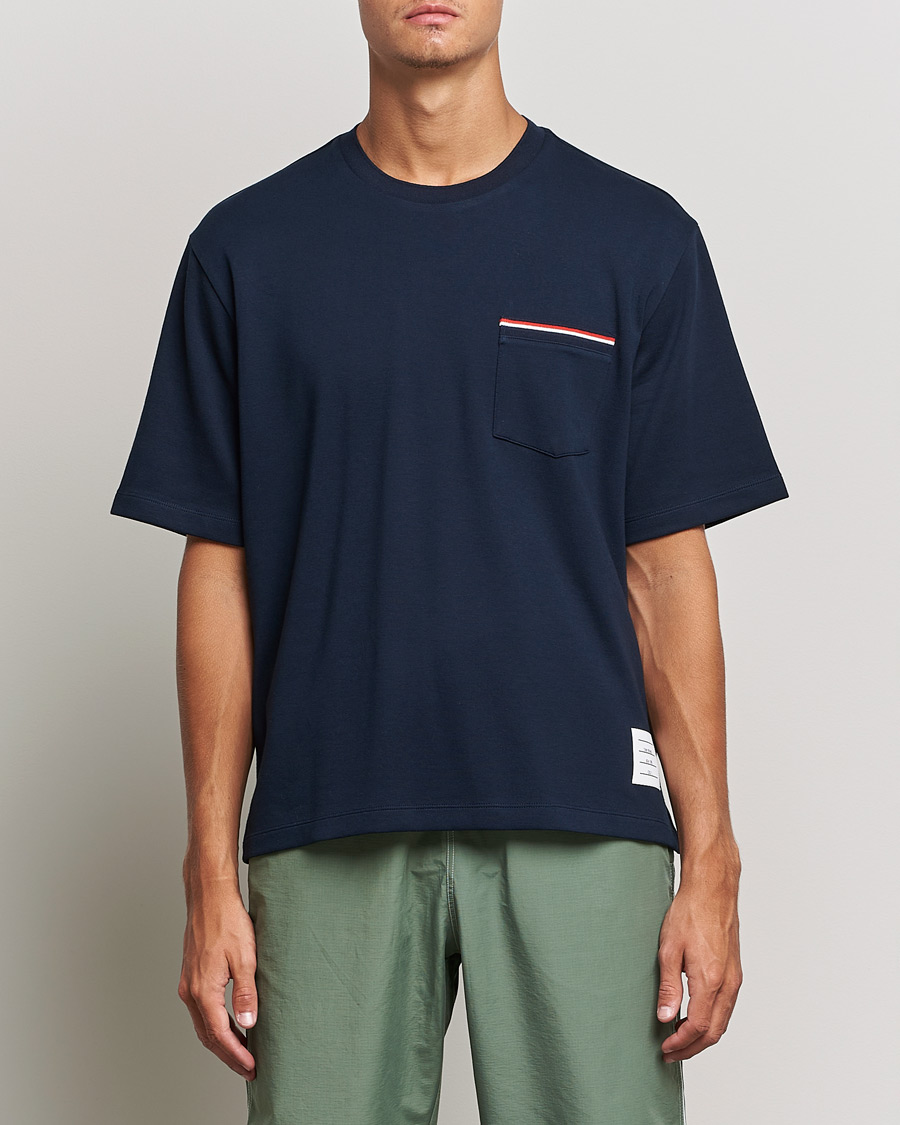 Herre |  | Thom Browne | Oversize Pocket Stripe T-Shirt Navy