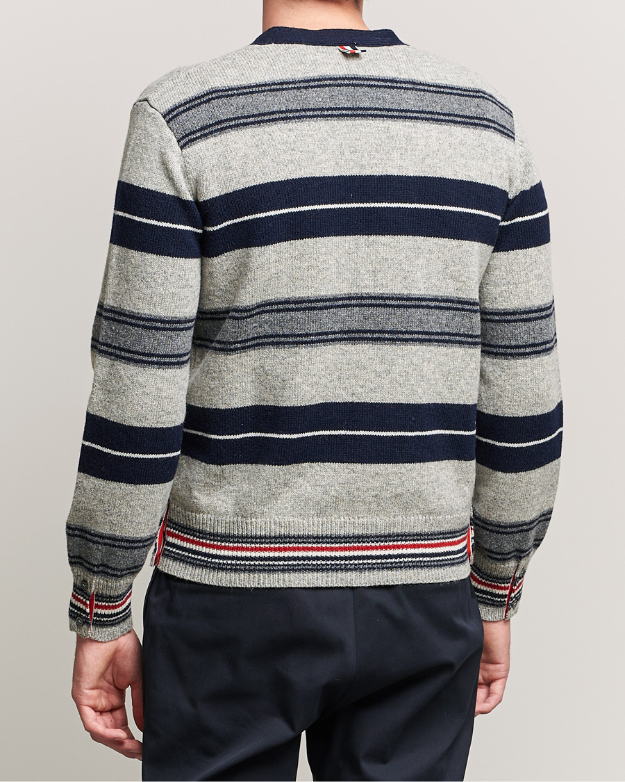 Herre | Gensere | Thom Browne | Tartan Stripe Wool Cardigan Medium Grey