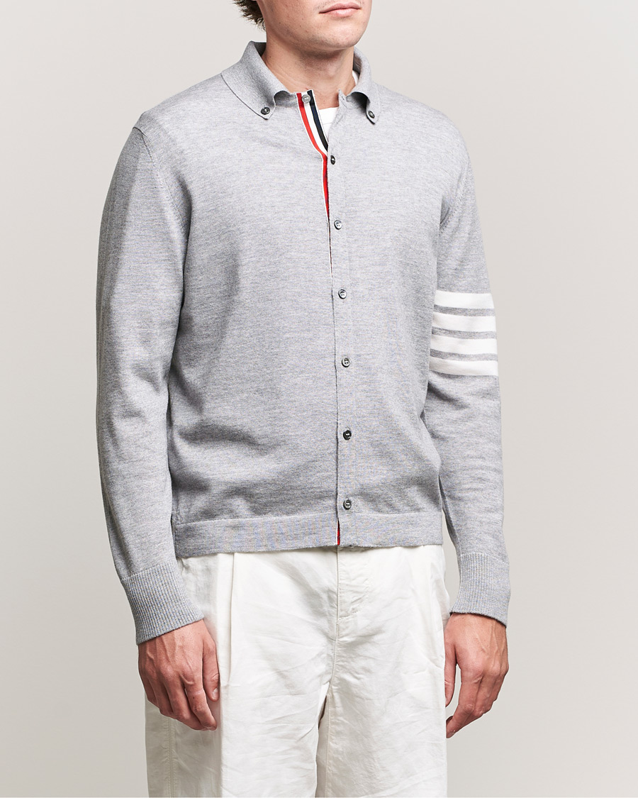 Herre | Skjorter | Thom Browne | Merino Wool Button Down Shirt Light Grey