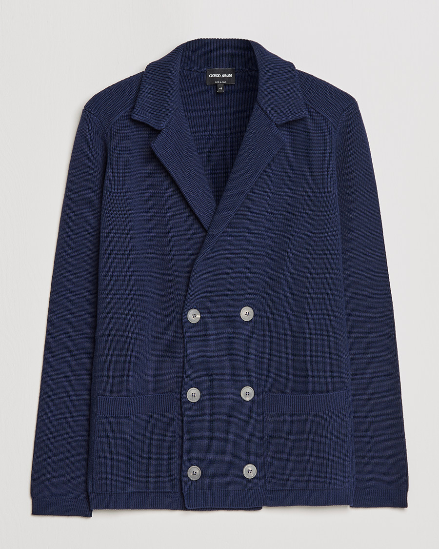Herre | Dressjakker | Giorgio Armani | Double Breasted Knitted Blazer Navy