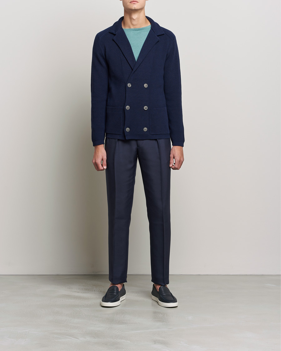 Herre | Dressjakker | Giorgio Armani | Double Breasted Knitted Blazer Navy