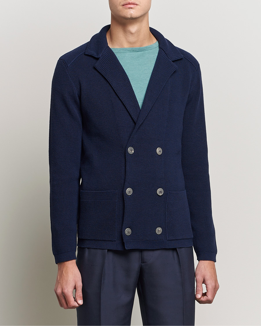 Herre | Dressjakker | Giorgio Armani | Double Breasted Knitted Blazer Navy