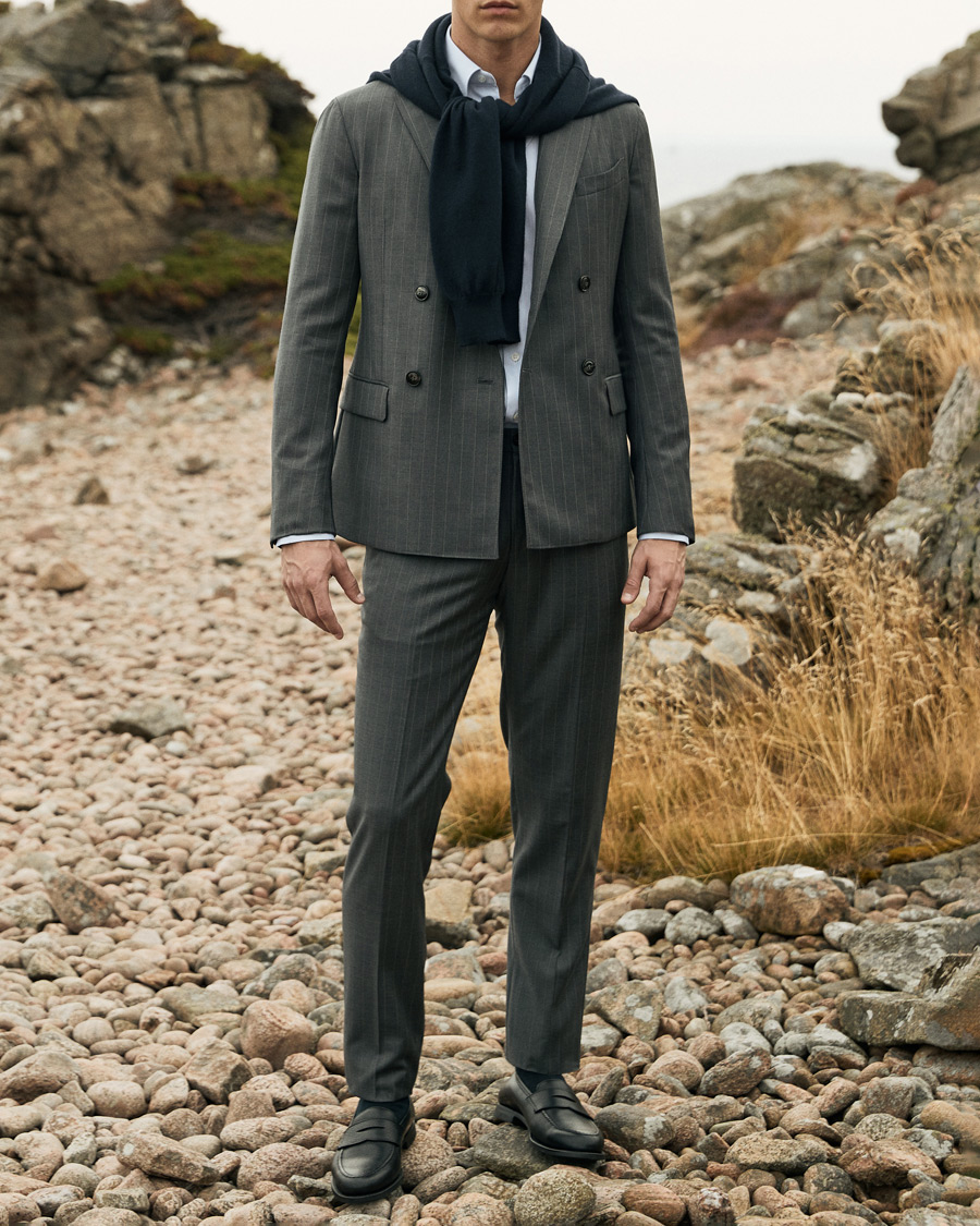 Herre | Dresser | Giorgio Armani | Pinstripe Double Breasted Suit Grey