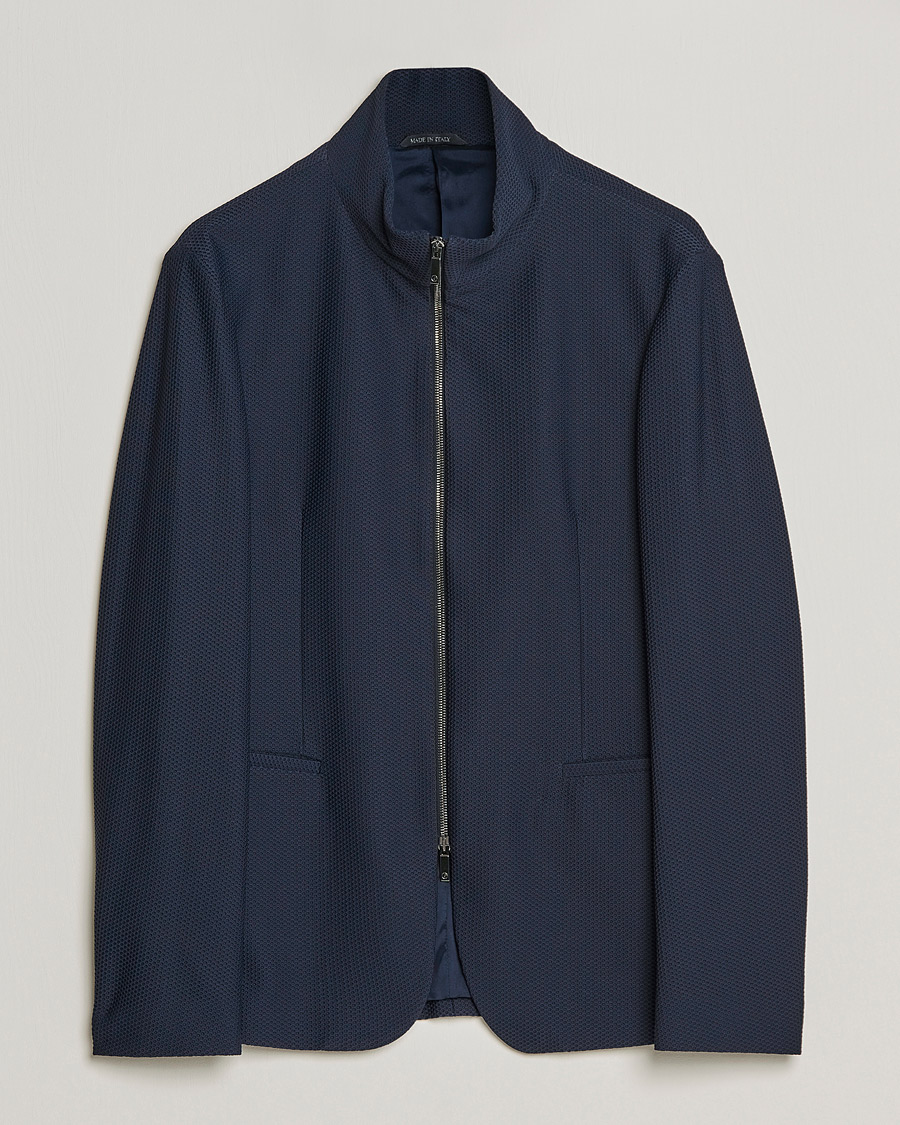 Herre | Dressjakker | Giorgio Armani | Technical Mesh Zip Blazer Navy