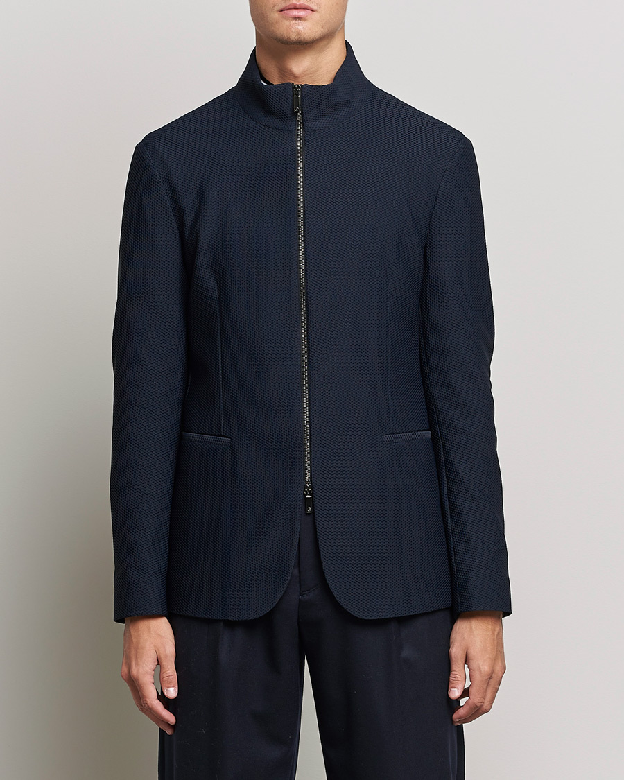 Herre | Dressjakker | Giorgio Armani | Technical Mesh Zip Blazer Navy