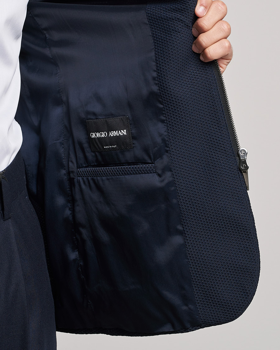 Herre | Dressjakker | Giorgio Armani | Technical Mesh Zip Blazer Navy