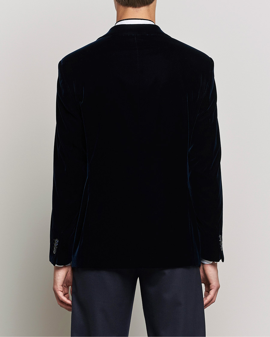 Herre | Dressjakker | Giorgio Armani | Peak Lapel Velvet Blazer Navy
