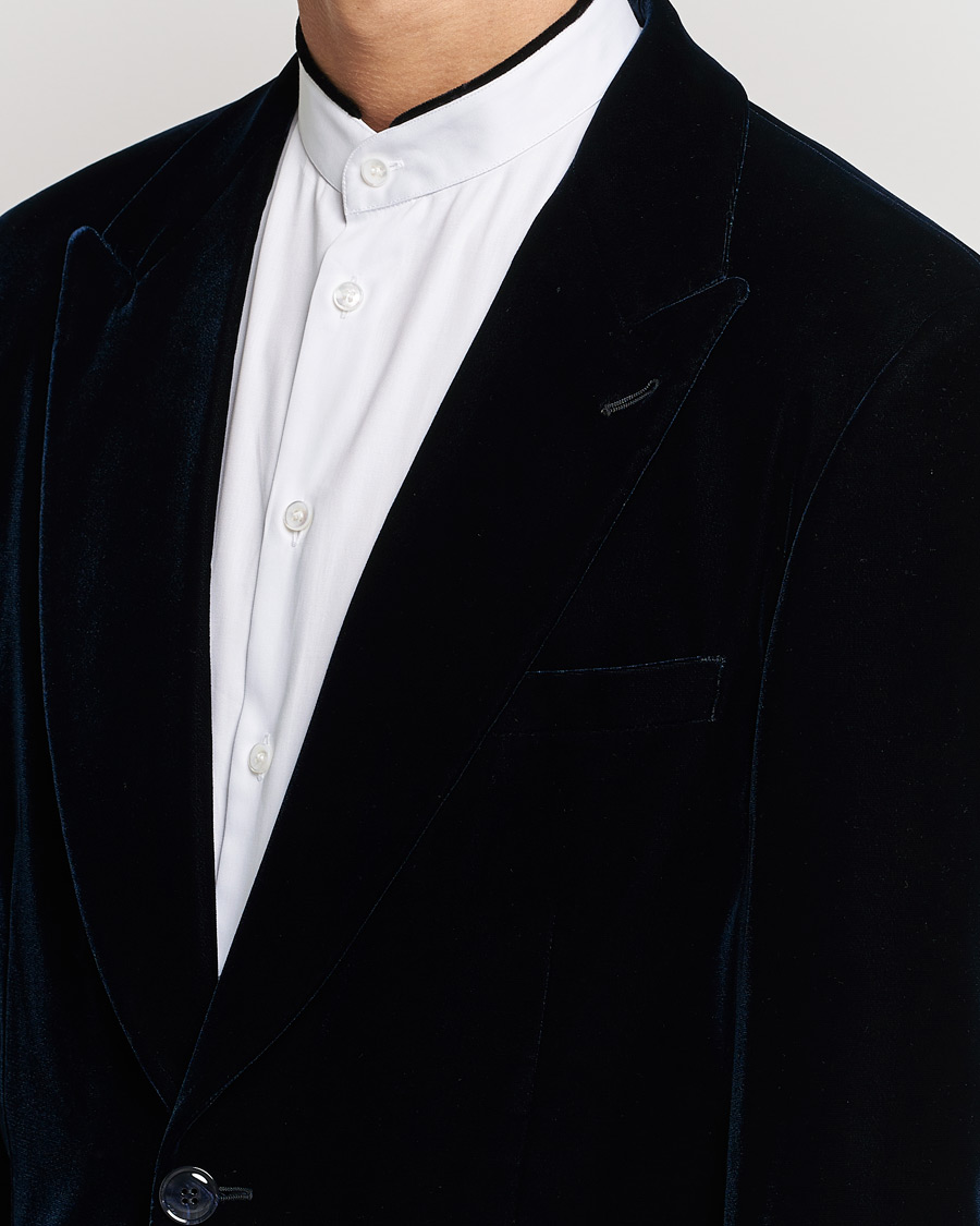Herre | Dressjakker | Giorgio Armani | Peak Lapel Velvet Blazer Navy
