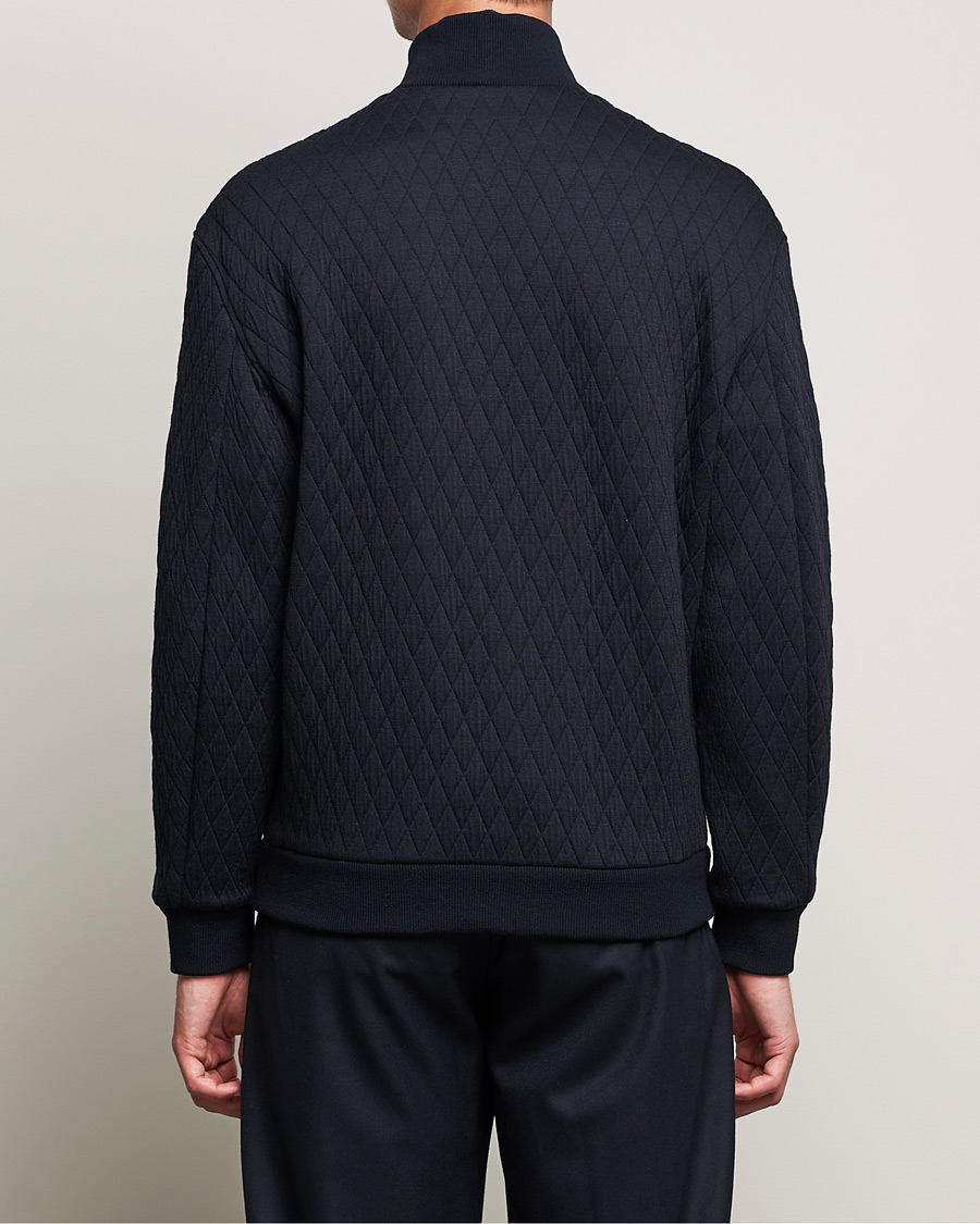 Herre | Gensere | Giorgio Armani | Diamond Quilted Zip Sweater Navy