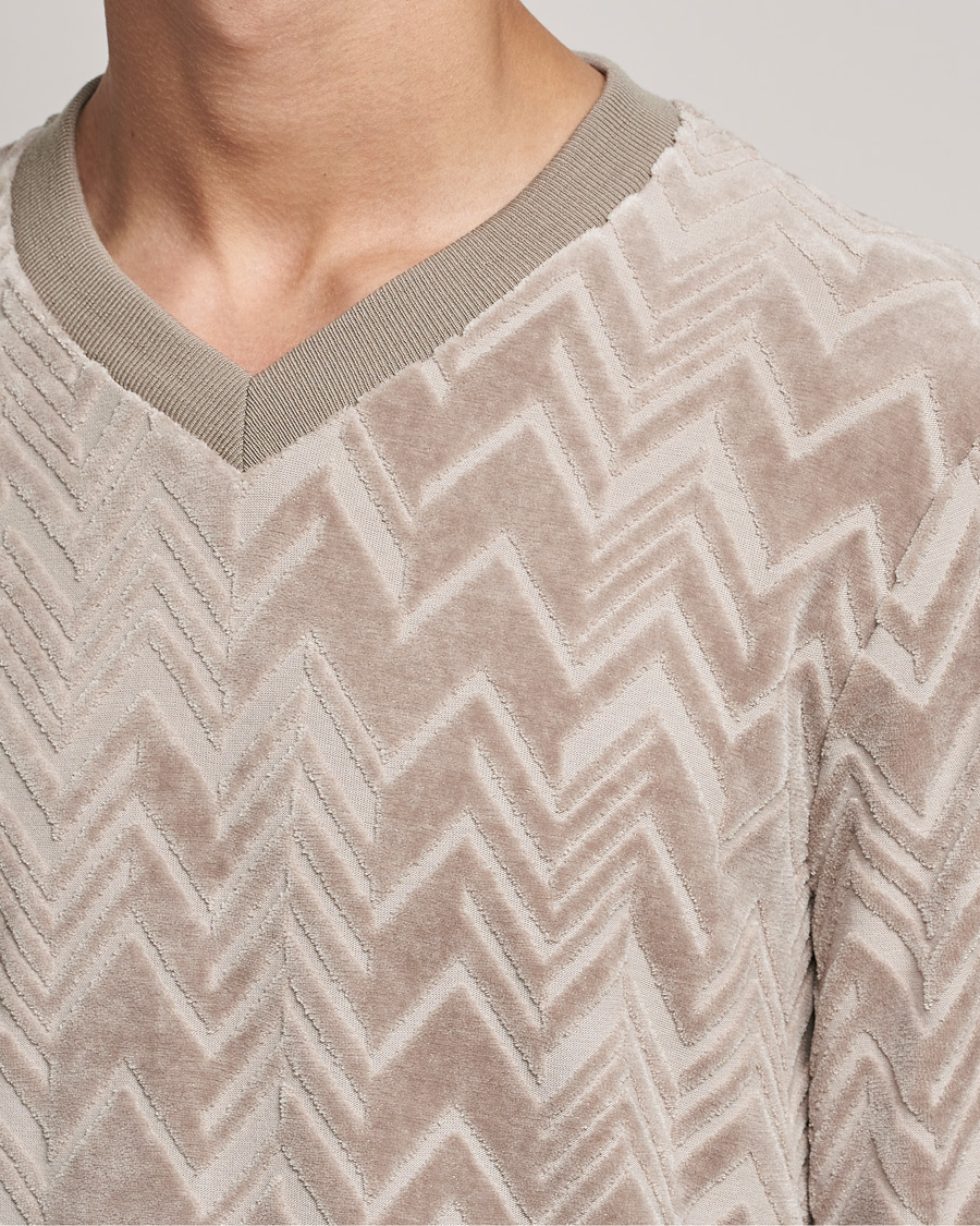 Herre | Gensere | Giorgio Armani | Velvet Jersey Chevron Sweater Beige