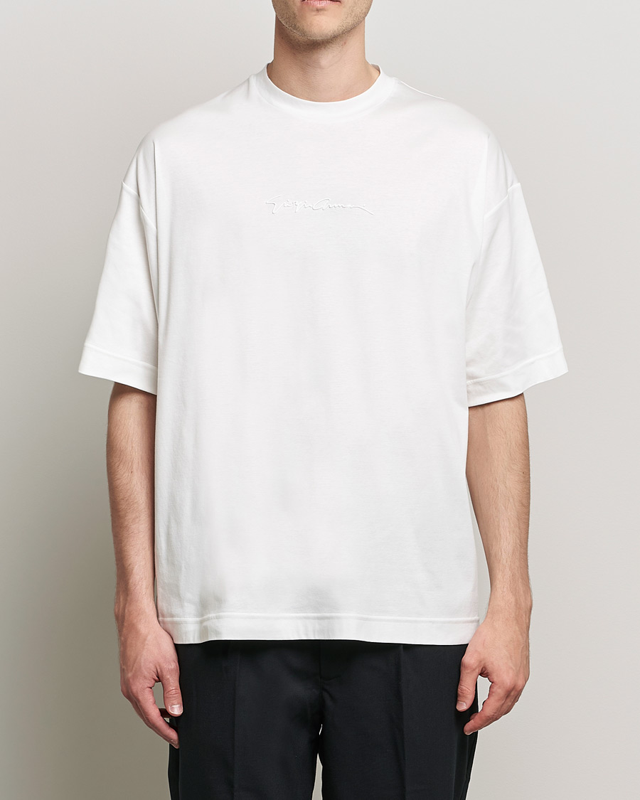 Herre | Luxury Brands | Giorgio Armani | Short Sleeve Signature T-Shirt White