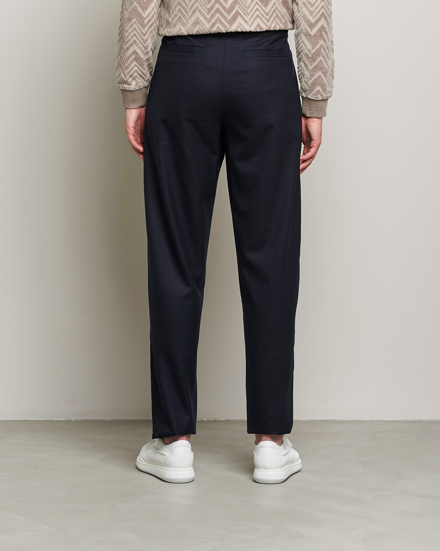 Herre | Bukser | Giorgio Armani | Tapered Pleated Flannel Trousers Navy