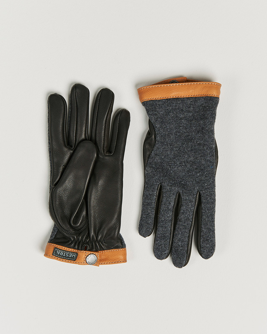 Herre | Hestra | Hestra | Deerskin Wool Tricot Glove Grey/Black