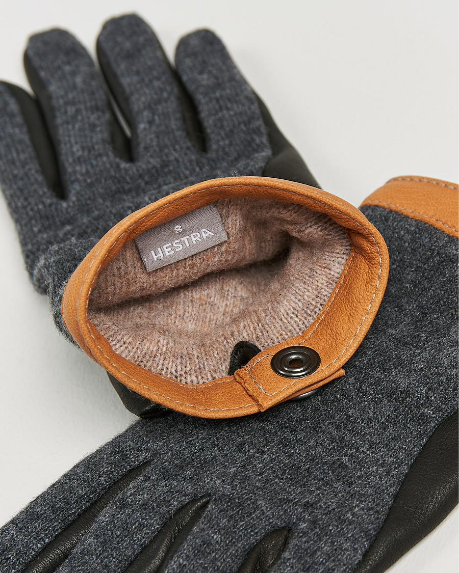 Herre | Gaver | Hestra | Deerskin Wool Tricot Glove Grey/Black