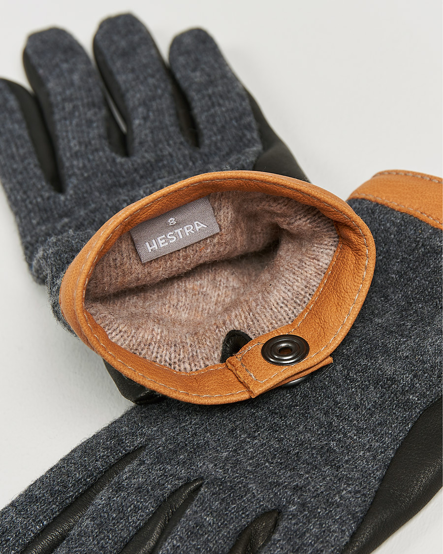 Herre | Hestra | Hestra | Deerskin Wool Tricot Glove Grey/Black