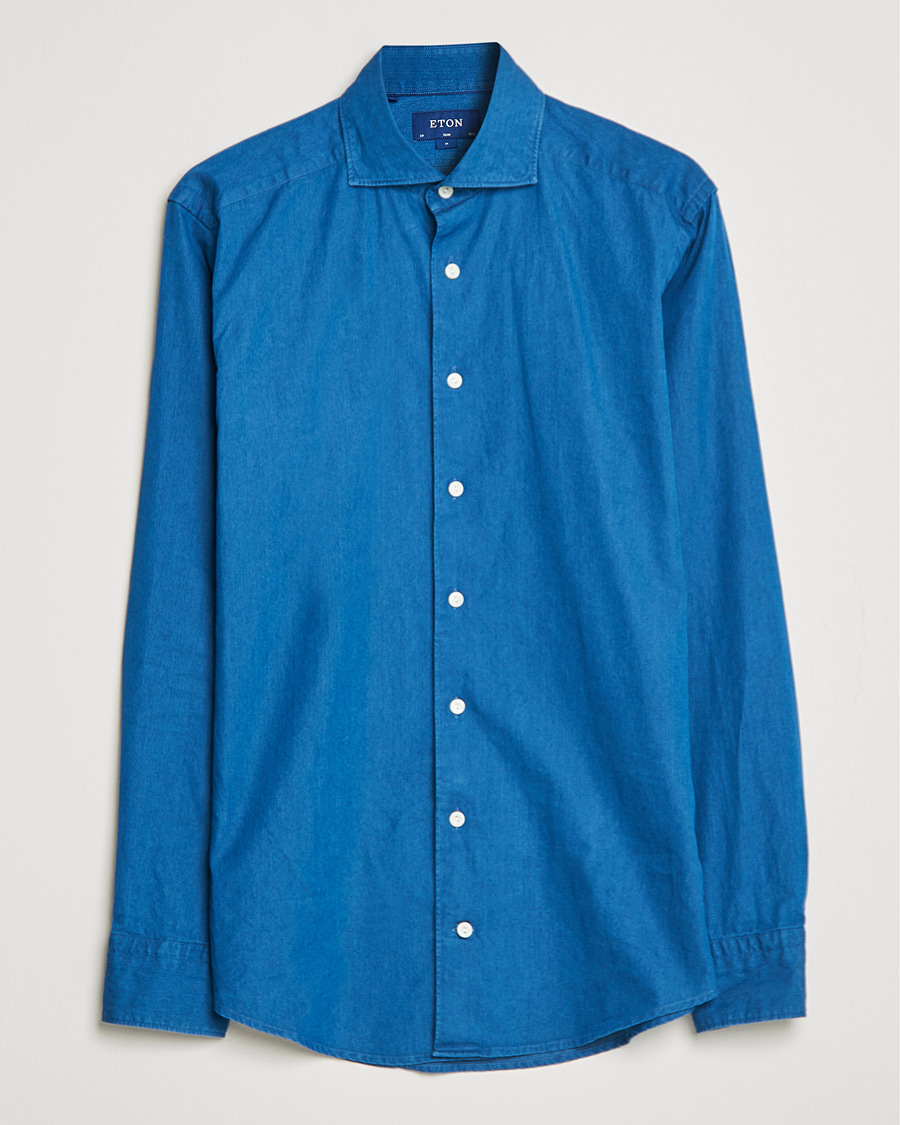 Herre | Jeansskjorter | Eton | Slim Fit Garment Washed Denim Shirt Indigo