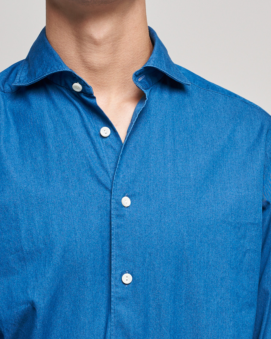 Herre | Skjorter | Eton | Slim Fit Garment Washed Denim Shirt Indigo