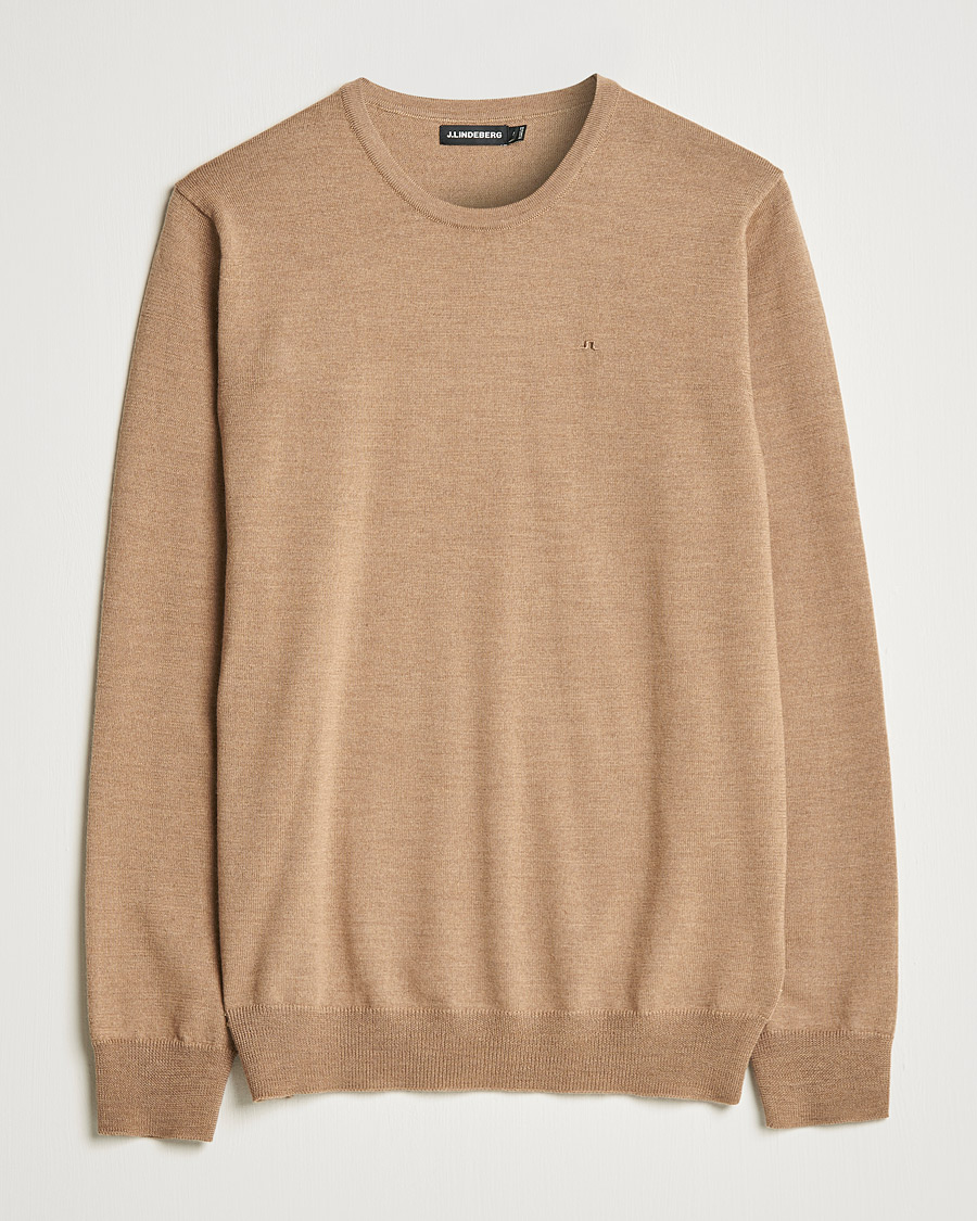 Herre | Gensere | J.Lindeberg | Lyle True Merino Crew Neck Pullover Tiger Brown