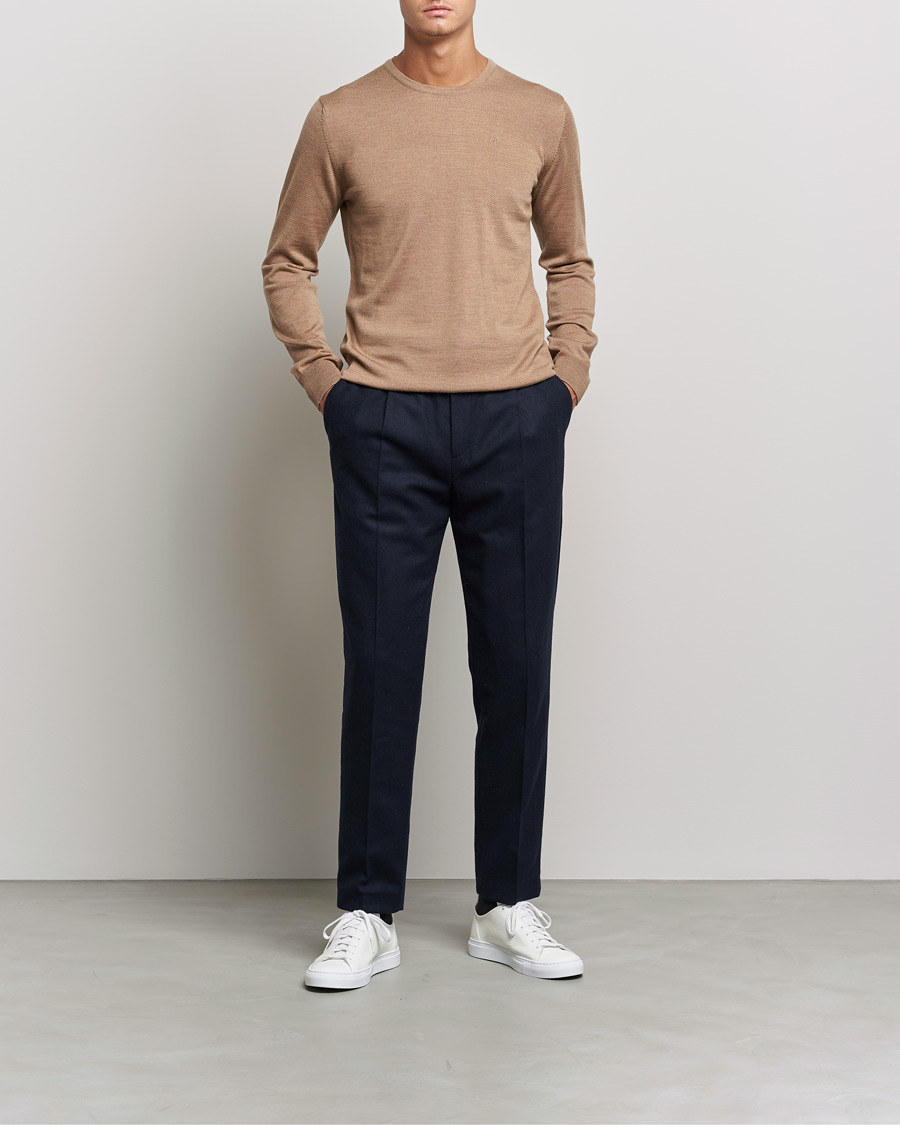 Herre | Gensere | J.Lindeberg | Lyle True Merino Crew Neck Pullover Tiger Brown