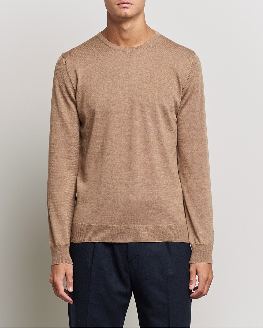 Herre | Gensere | J.Lindeberg | Lyle True Merino Crew Neck Pullover Tiger Brown