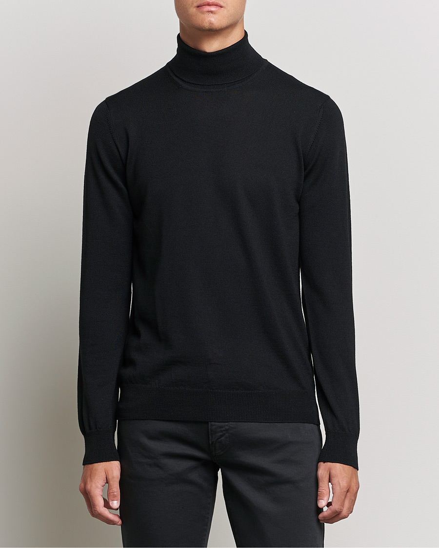 Herre | Gensere | J.Lindeberg | Lyd True Merino Polo Black