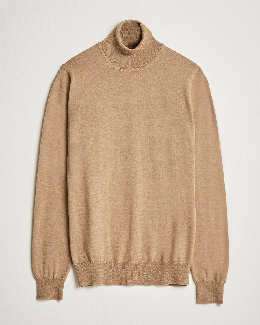 Herre | Gensere | J.Lindeberg | Lyd True Merino Polo Tiger Brown