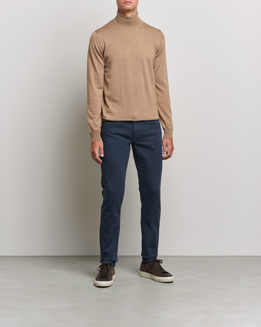 Herre | Gensere | J.Lindeberg | Lyd True Merino Polo Tiger Brown