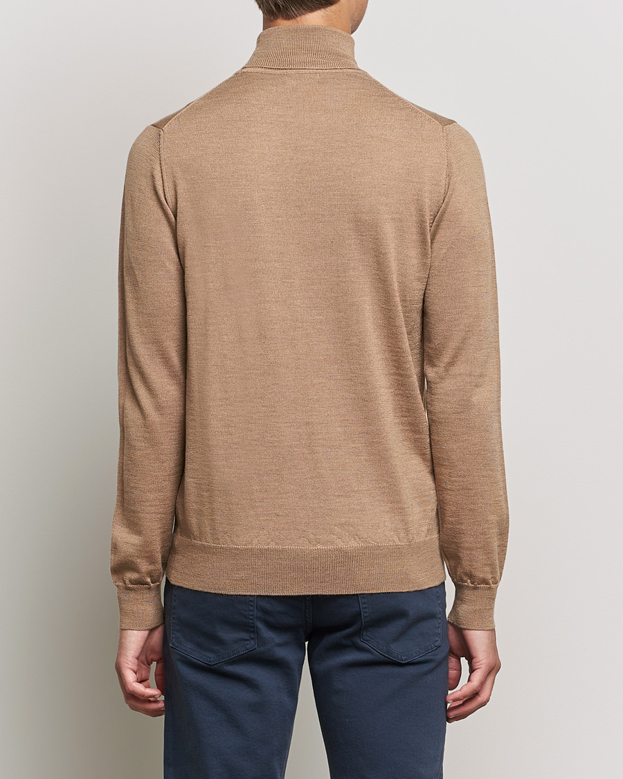 Herre | Gensere | J.Lindeberg | Lyd True Merino Polo Tiger Brown