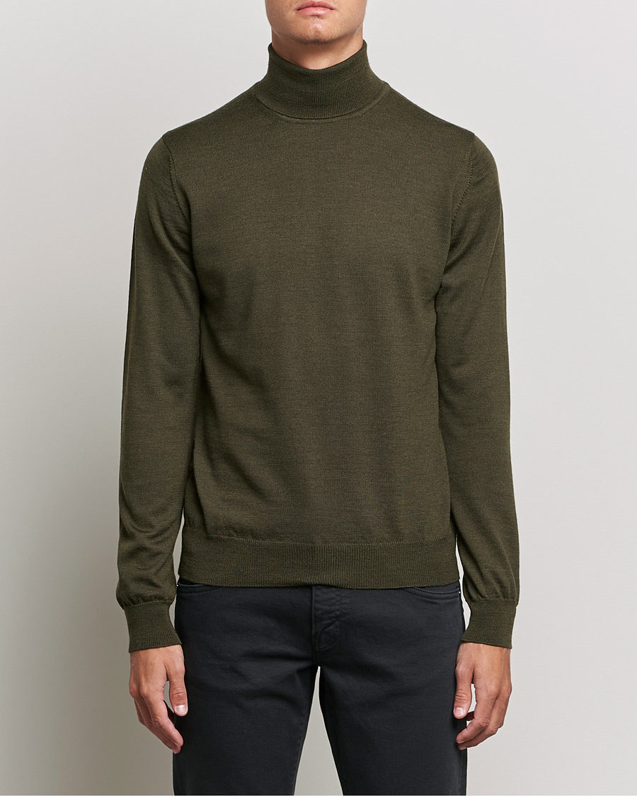 Herre | Gensere | J.Lindeberg | Lyd True Merino Polo Forest Green