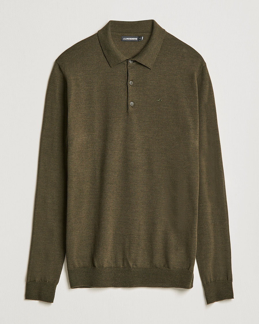 Herre | Gensere | J.Lindeberg | Noel True Merino Poloshirt Forest Green
