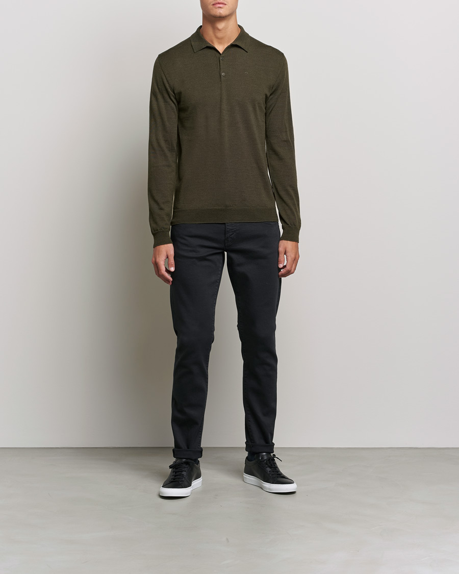 Herre | Gensere | J.Lindeberg | Noel True Merino Poloshirt Forest Green