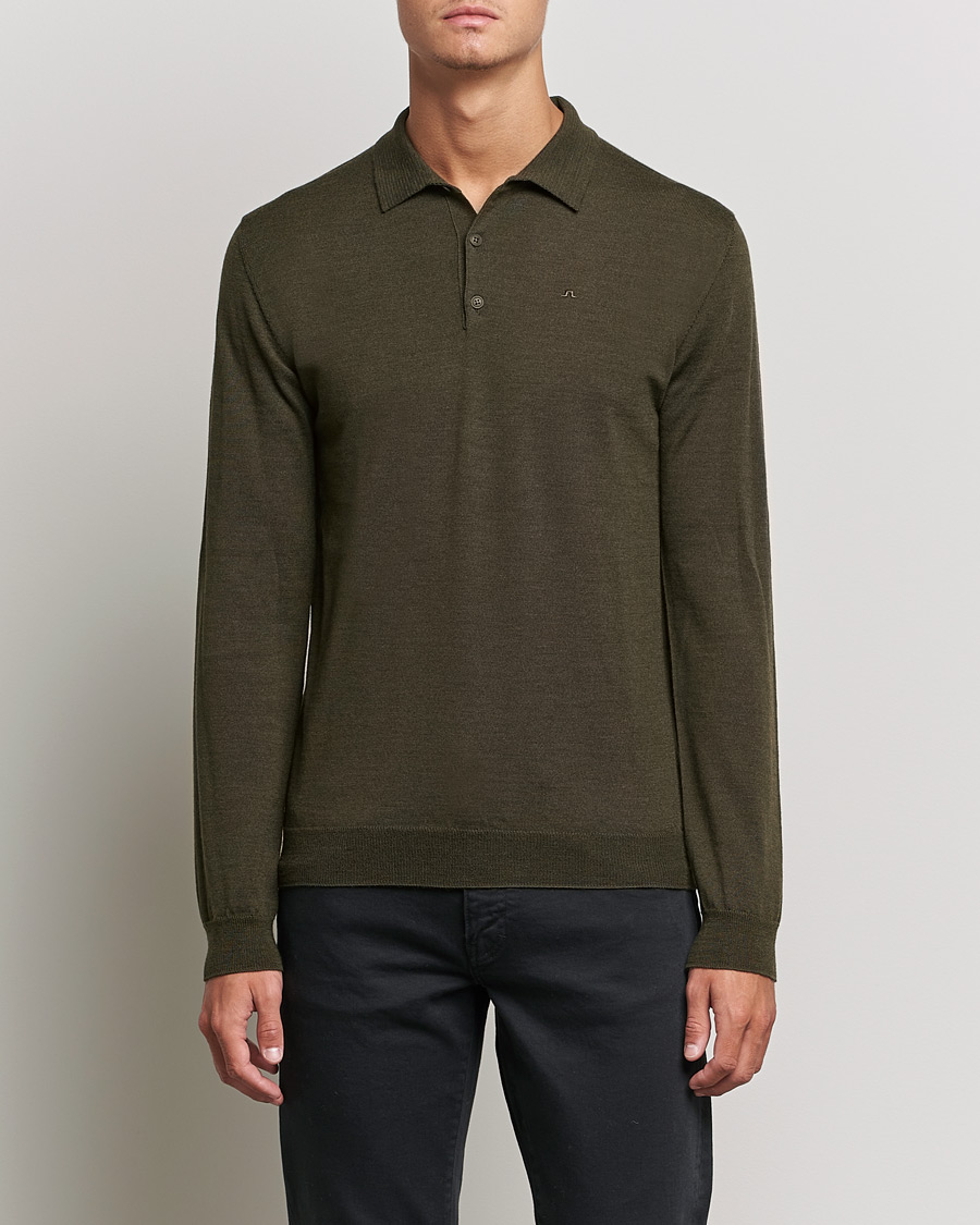 Herre | Gensere | J.Lindeberg | Noel True Merino Poloshirt Forest Green