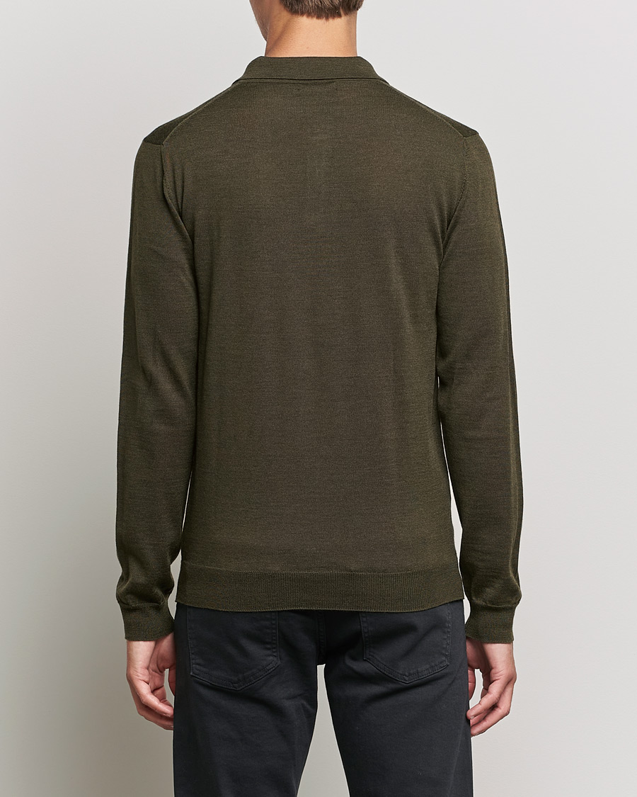 Herre | Gensere | J.Lindeberg | Noel True Merino Poloshirt Forest Green