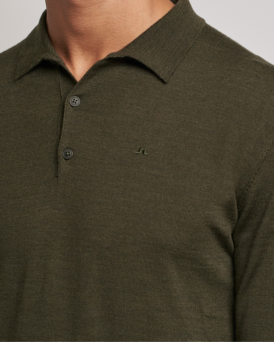 Herre | Gensere | J.Lindeberg | Noel True Merino Poloshirt Forest Green