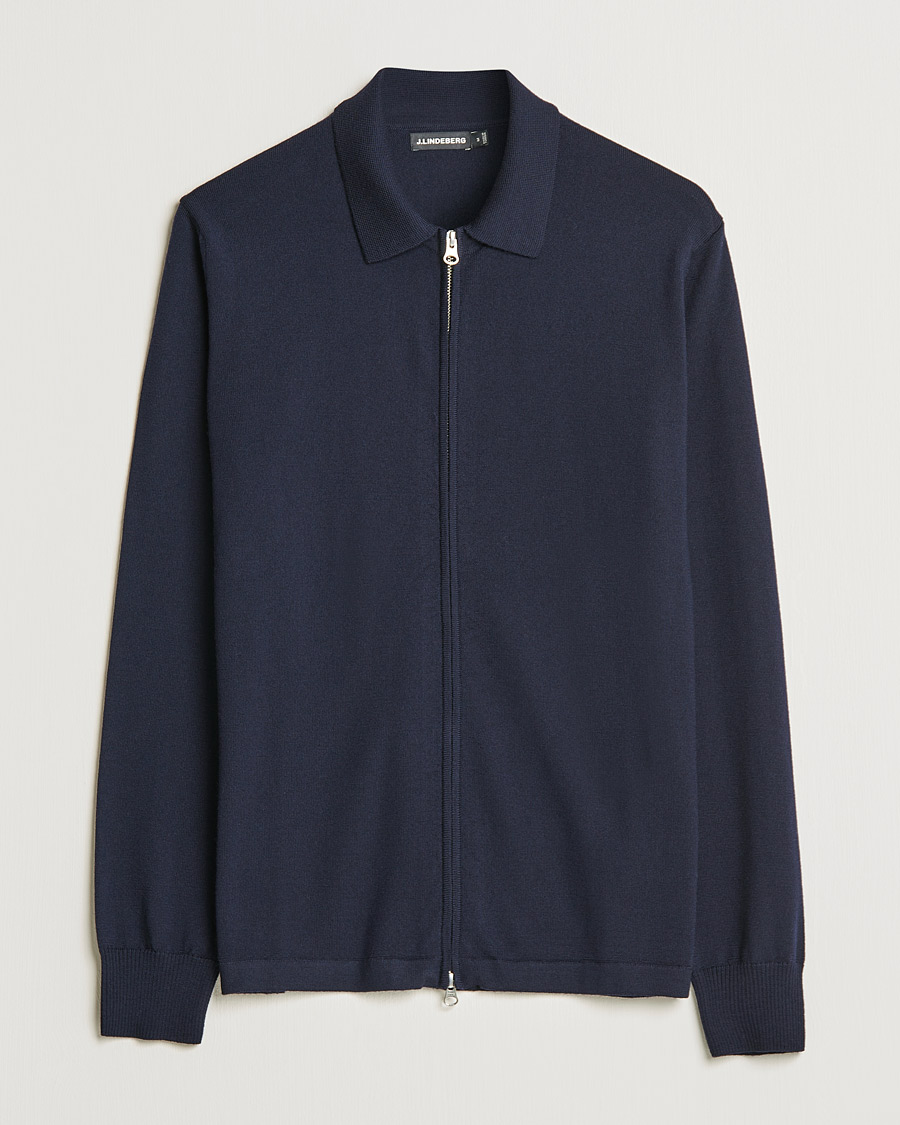 Herre | Gensere | J.Lindeberg | Nyle True Merino Zip Cardigan Navy