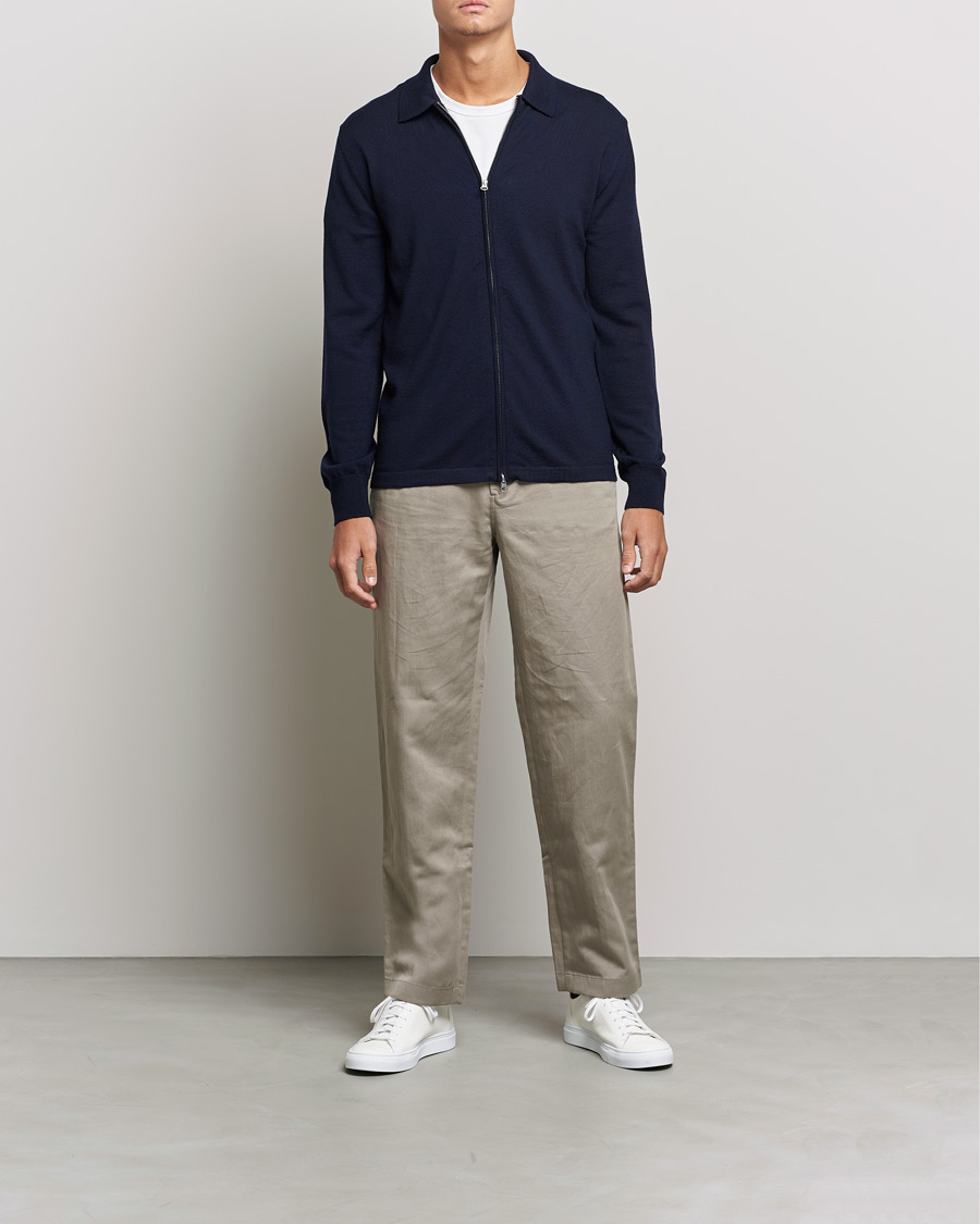 Herre | Gensere | J.Lindeberg | Nyle True Merino Zip Cardigan Navy