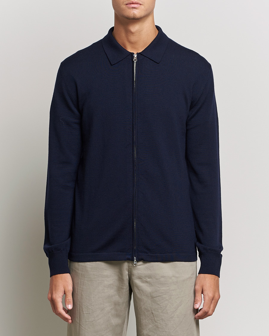 Herre | Gensere | J.Lindeberg | Nyle True Merino Zip Cardigan Navy