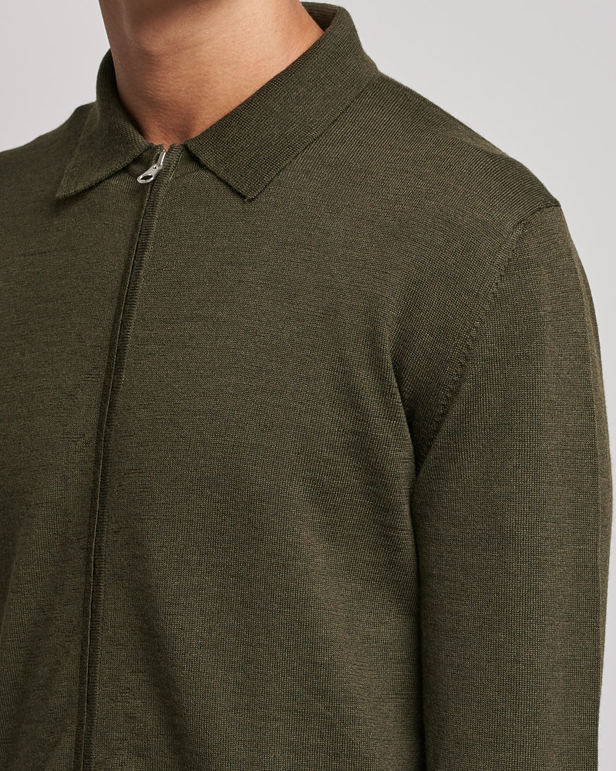Herre | Gensere | J.Lindeberg | Nyle True Merino Zip Cardigan Forest Green