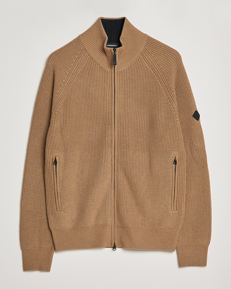 Herre | Gensere | J.Lindeberg | Kyler Wool Blend Zip Tiger Brown