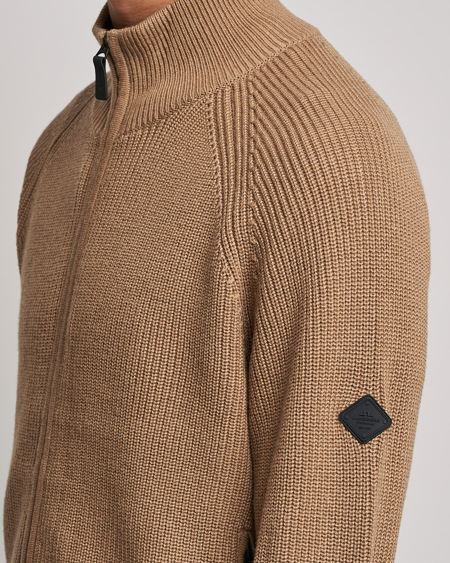 Herre | Gensere | J.Lindeberg | Kyler Wool Blend Zip Tiger Brown