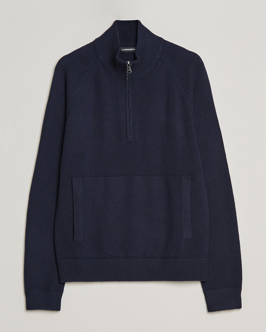 Herre | Gensere | J.Lindeberg | Collin Cashmere/Wool Knitted Half Zip Navy