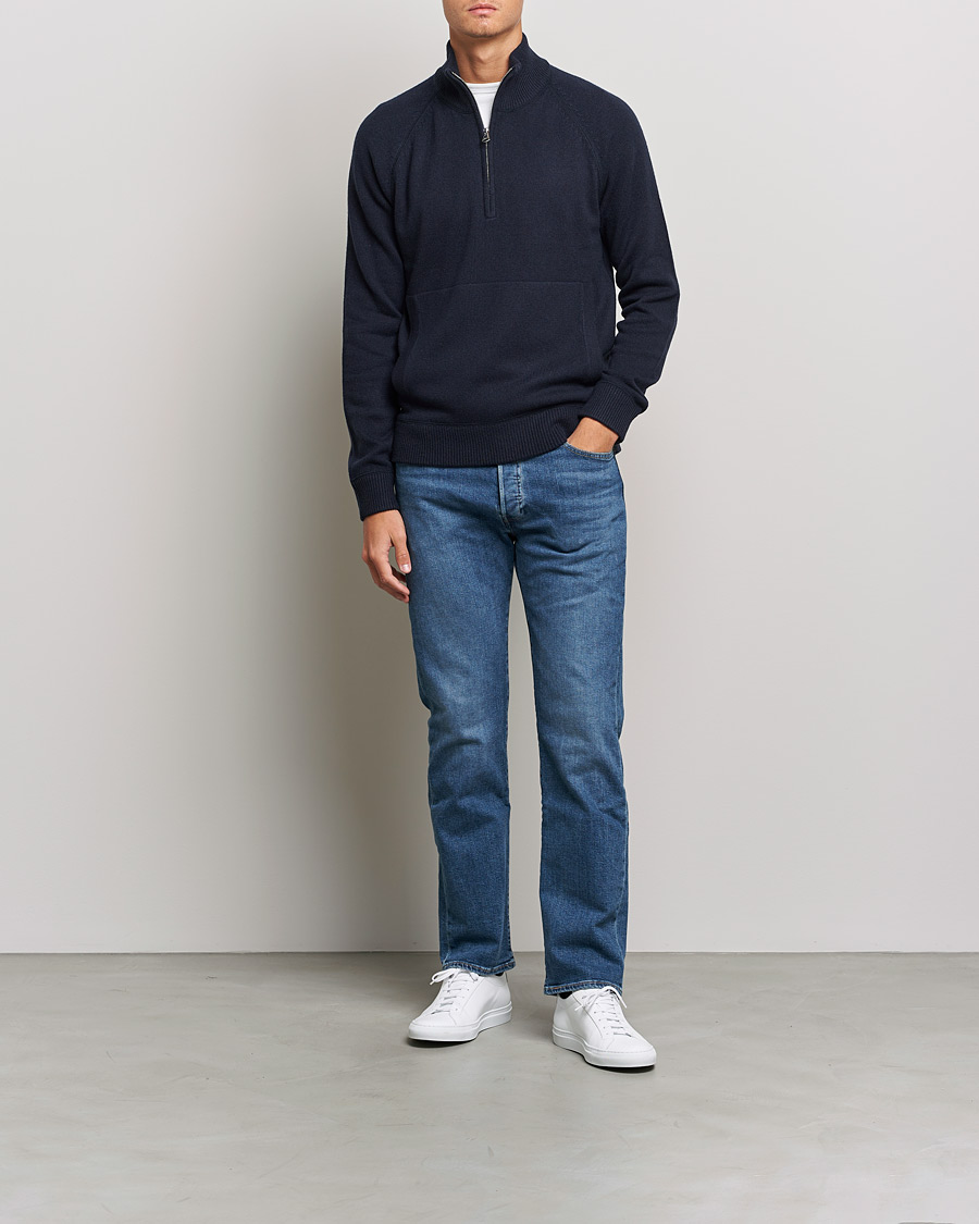 Herre | Gensere | J.Lindeberg | Collin Cashmere/Wool Knitted Half Zip Navy