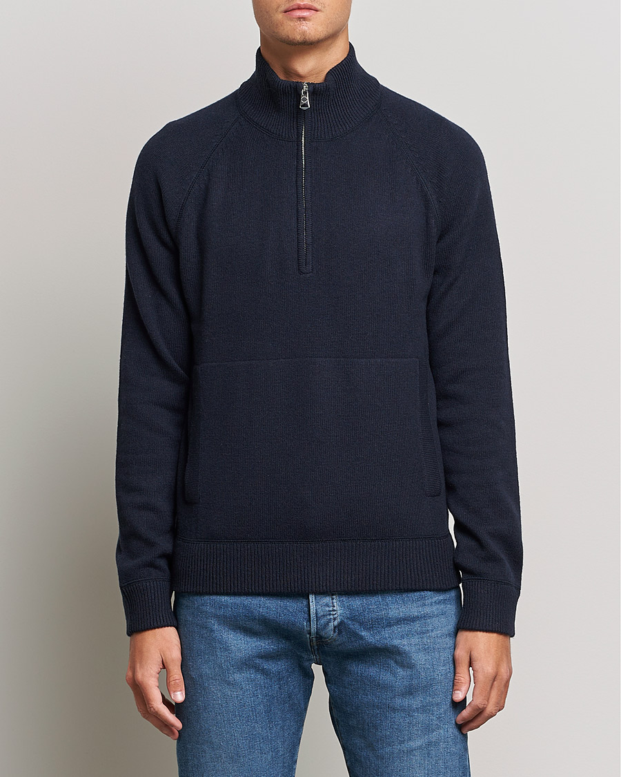 Herre | Gensere | J.Lindeberg | Collin Cashmere/Wool Knitted Half Zip Navy