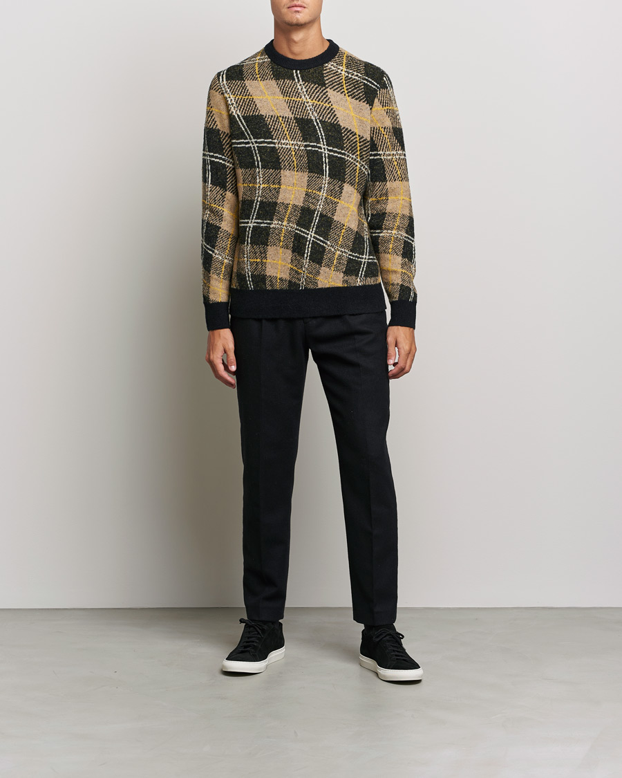 Herre | Gensere | J.Lindeberg | Glen Hairy Jacquard Knitted Crew Neck Tiger Brown