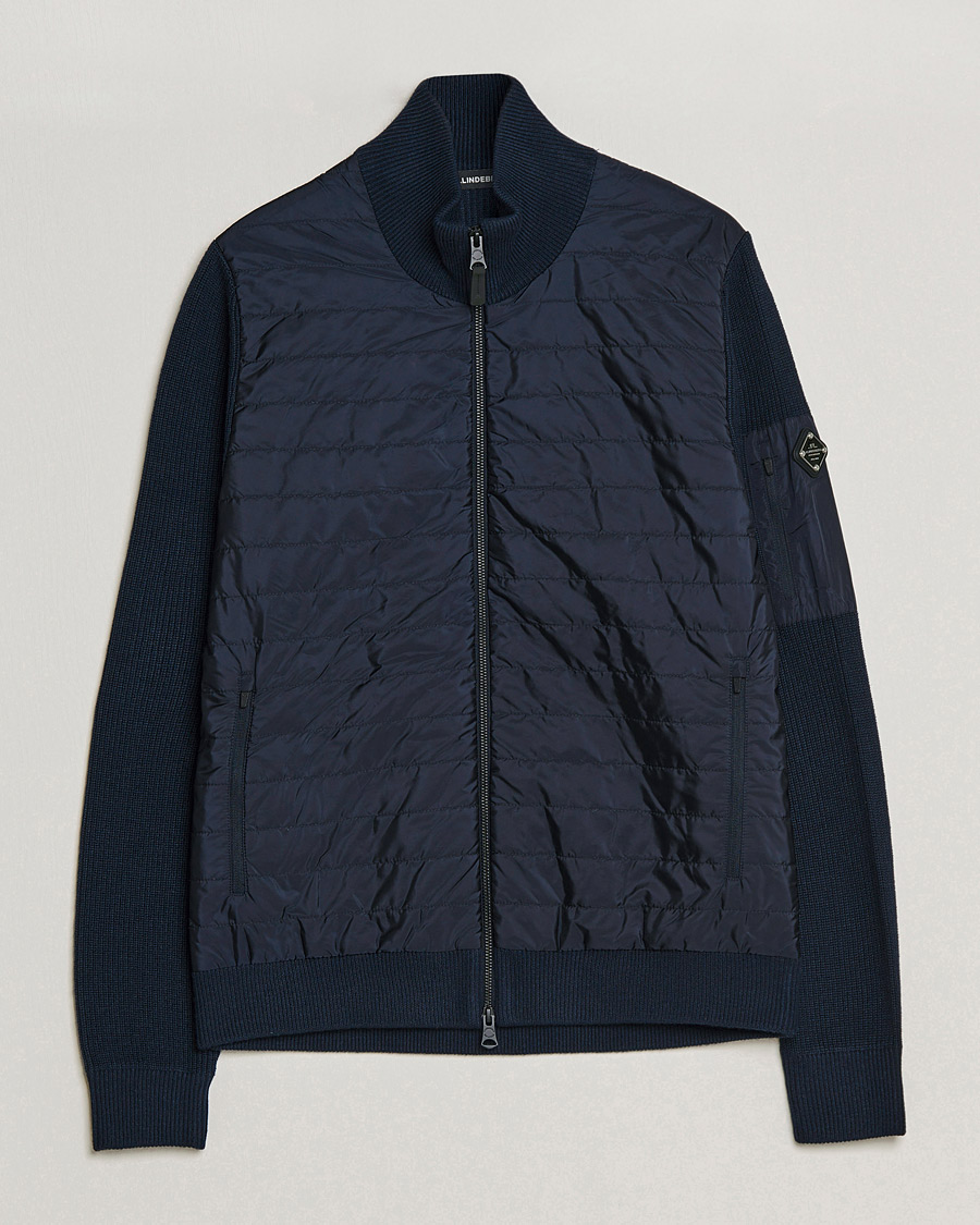 Herre | Gensere | J.Lindeberg | Beck Knitted Hybrid Jacket Navy