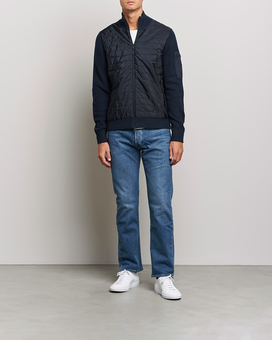 Herre | Gensere | J.Lindeberg | Beck Knitted Hybrid Jacket Navy