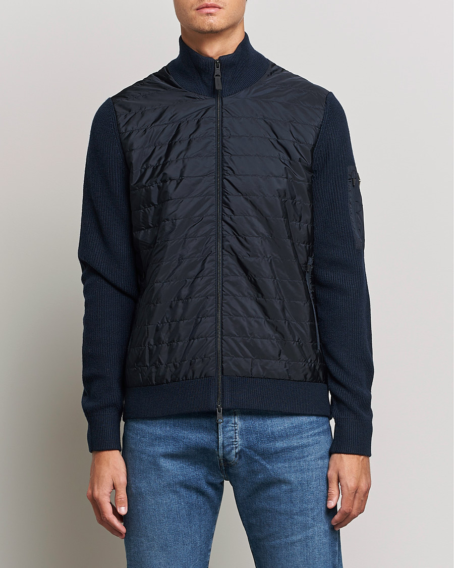 Herre | Gensere | J.Lindeberg | Beck Knitted Hybrid Jacket Navy