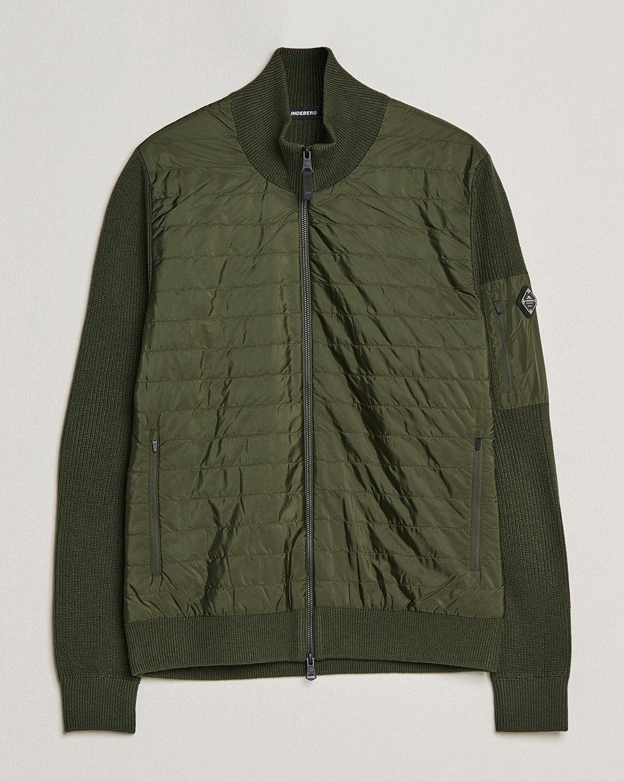 Herre | Gensere | J.Lindeberg | Beck Knitted Hybrid Jacket Forest Green