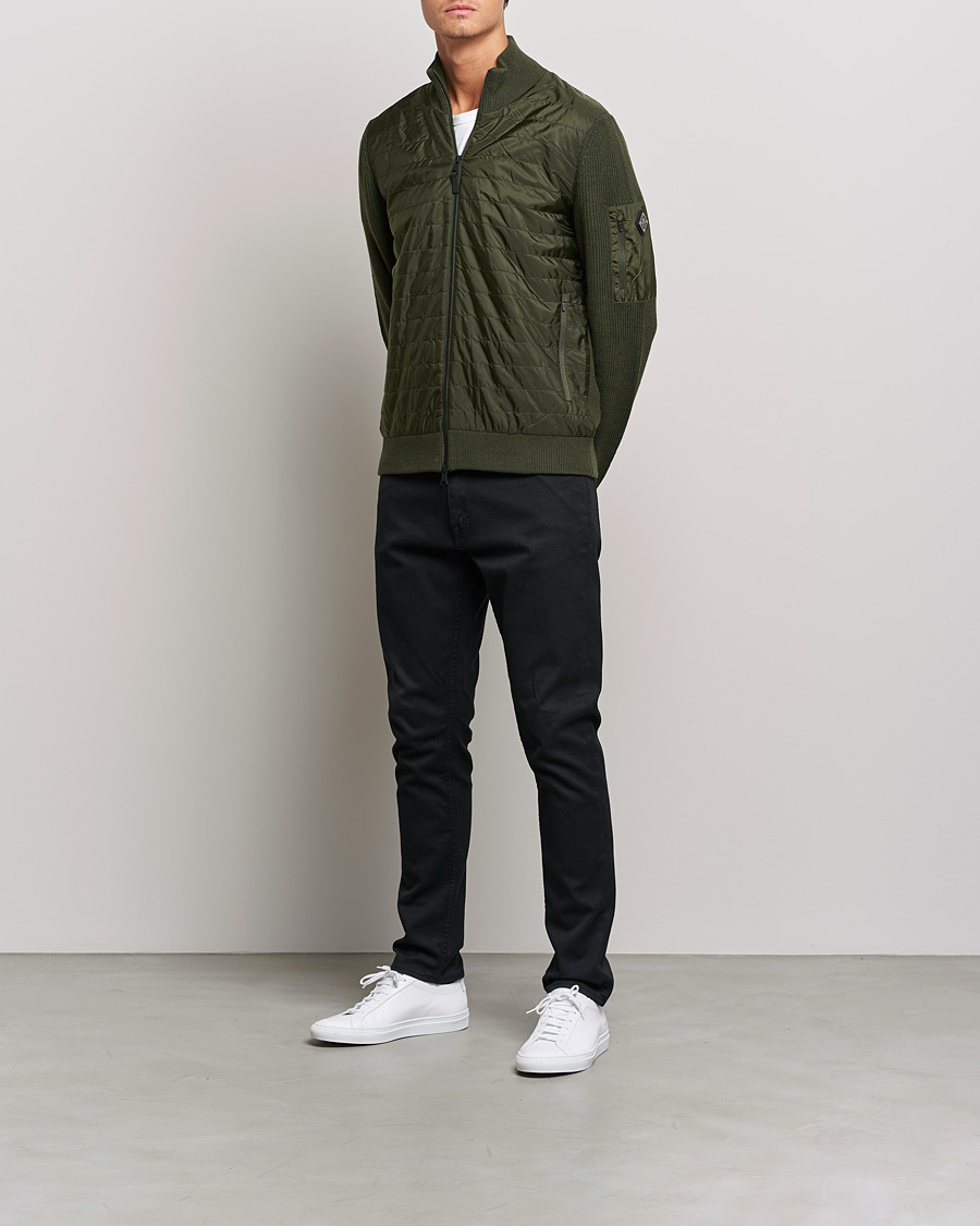 Herre | Gensere | J.Lindeberg | Beck Knitted Hybrid Jacket Forest Green